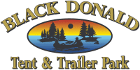black donald tent and trailer park logo