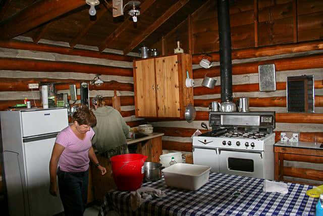 Cooking in the kitchen of one of the Norcan Lake cabins