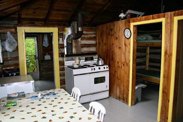 Interior view of cabin on Norcan Lake showing the kitchen